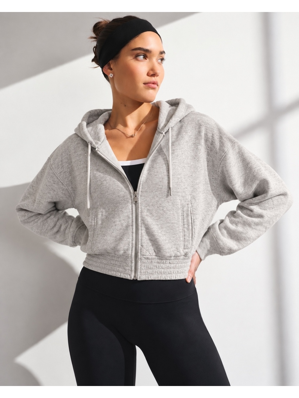 Abercrombie & Fitch Soft A&F Collection Cropped Zip Hoodie — Size M